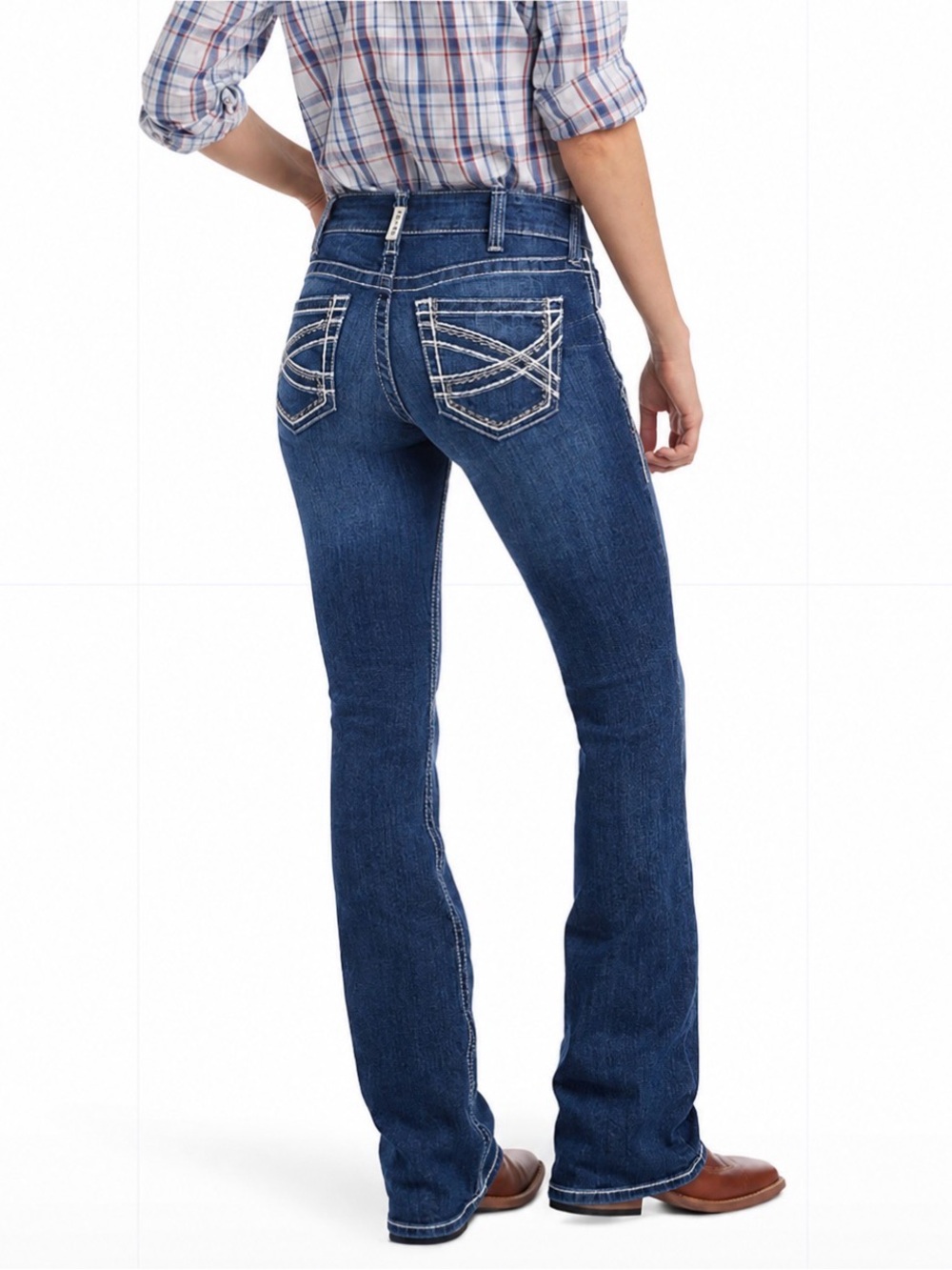 Ariat REAL Entwined Jeans Women 33R Marine Mid Rise Bootcut Stretch Western FLAW